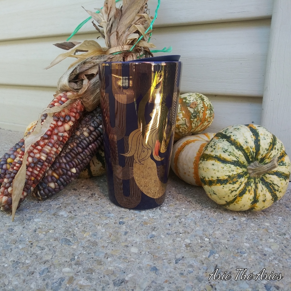 STARBUCKS || NAVY & GOLD SIREN PORCELIAN TUMBLER